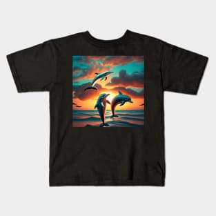 Sunset Dolphins Kids T-Shirt